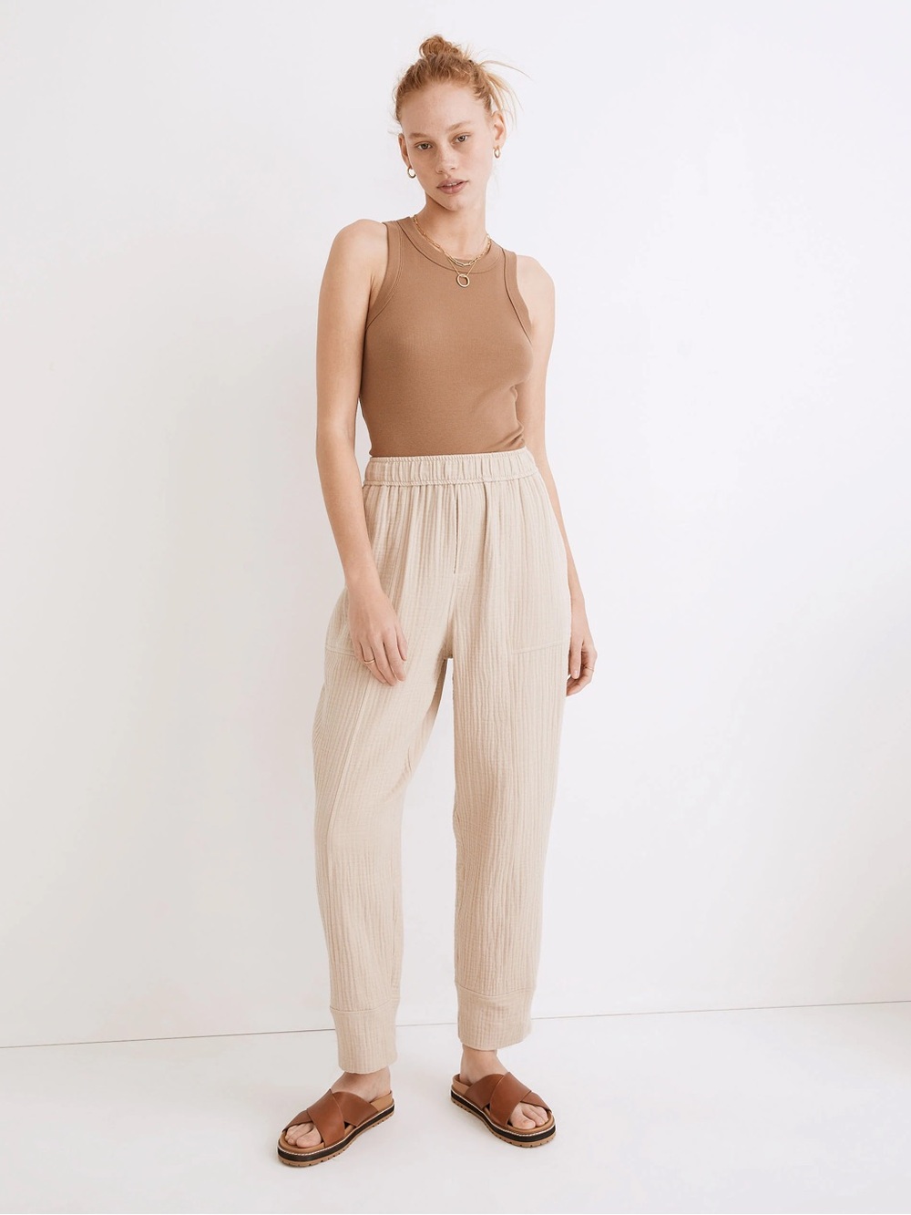Madewell Lightspun Pull-On Balloon Pants in Dried Flax